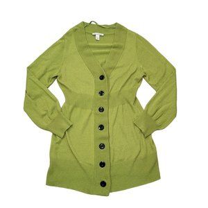 Kenneth Cole lime green cardigan long sleeve sweater with black buttons size LG